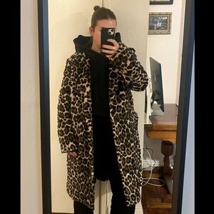 The Kooples Faux Fur Leopard Coat NWOT